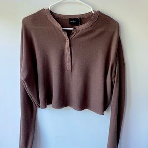 A cute purple Henley cropped shirt from UO!